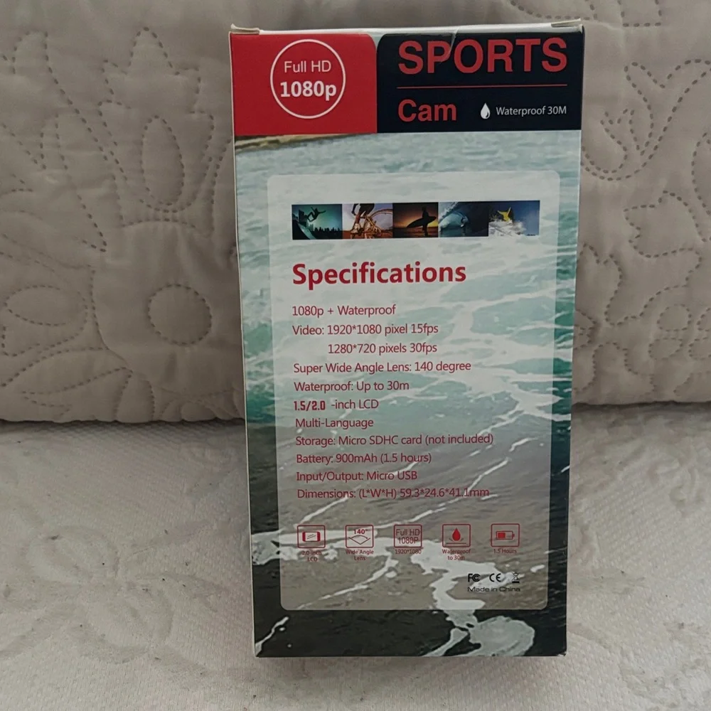 Sports Cam 1080p Waterproof Digital Camera - Black